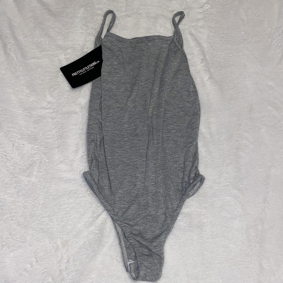 Grey Marl Cotton Blend Scoop Neck Bodysuit - Picture 4 of 4